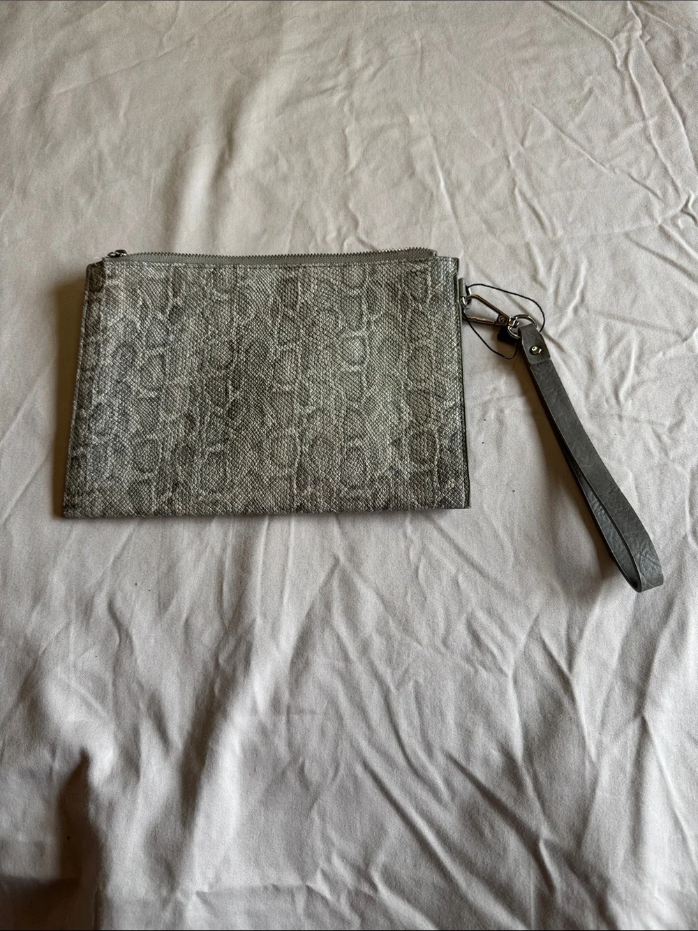 Simply Southern Silver Metallic Wristlet Clutch with Textured Panel